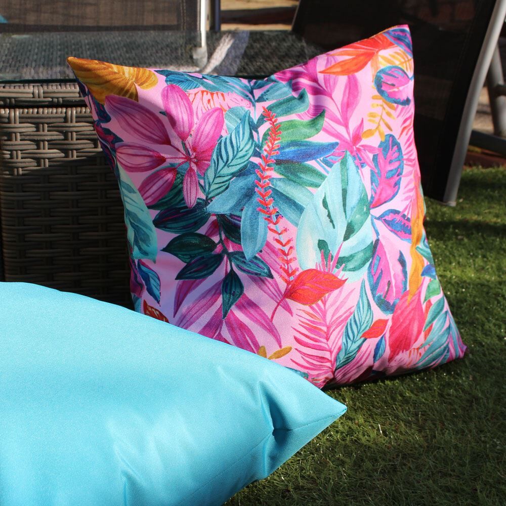 Furn Psychedelic Jungle Tropical Print 100% UV & Water Resistant Outdoor Cushion Cover, Multi, 43 x 43 Cm