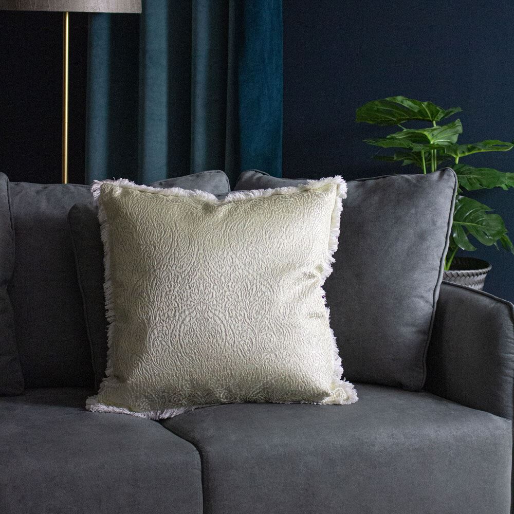 Paoletti Coco Woven Jacquard Fringed Cushion Cover