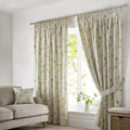 Fusion Meadow Leaves Botanical Print 100% Cotton Pencil Pleat Curtains