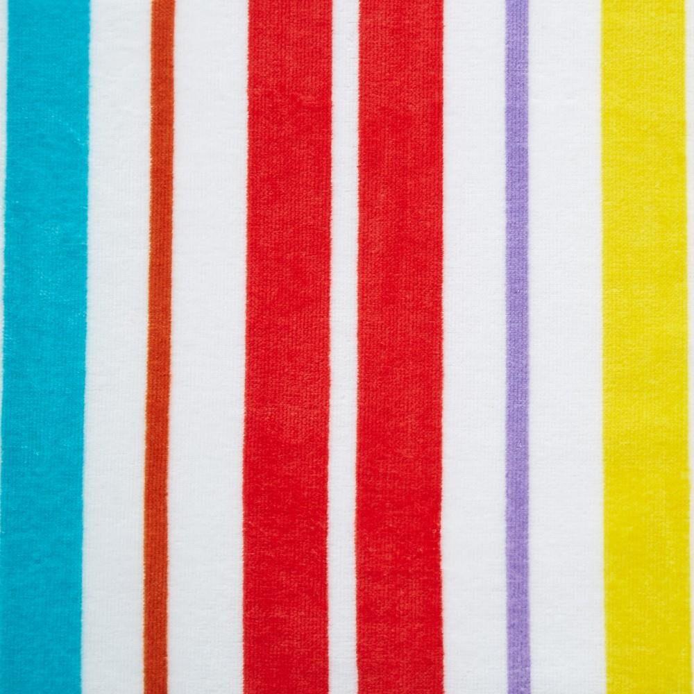 Catherine Lansfield Rainbow Stripe 100% Cotton Sun Lounger Beach Towel, Bright