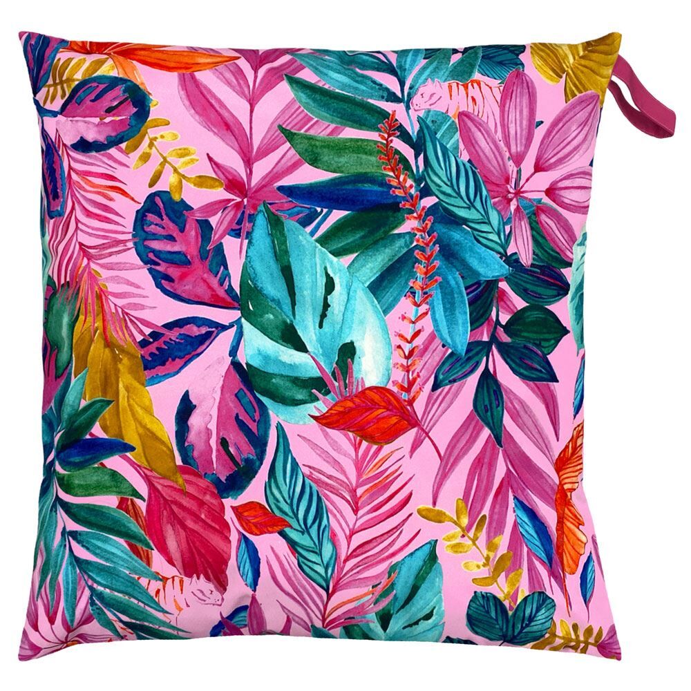Furn Psychedelic Jungle Tropical Print 100% UV & Water Resistant Outdoor Floor Cushion Cover, Multi, 70 x 70 Cm