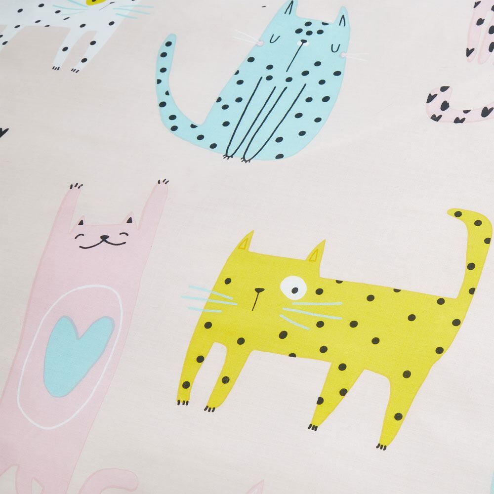 Catherine Lansfield Kids Cute Cats Reversible Easy Care Duvet Cover Set