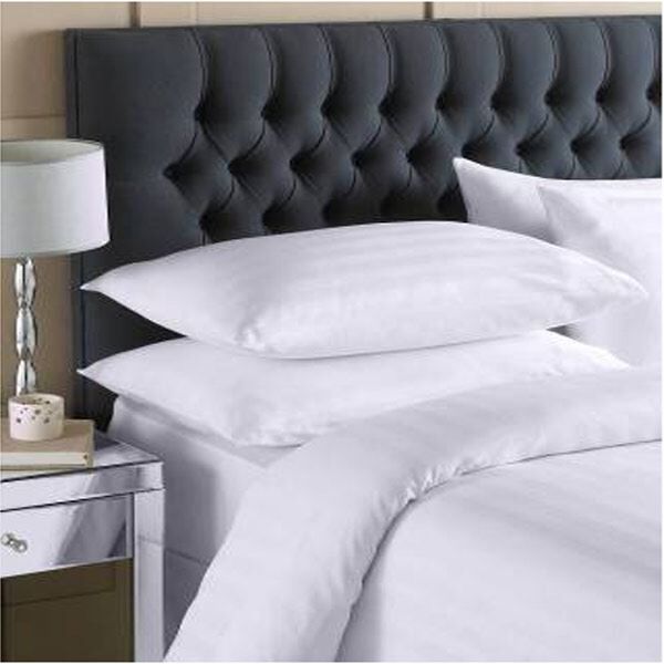 Paoletti Warwick Satin Stripe 100% Cotton Duvet Cover Set, White, Single