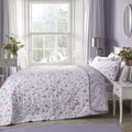 Dreams & Drapes Wild Flora Print Quilted Bedspread, Purple, 235 x 235 Cm