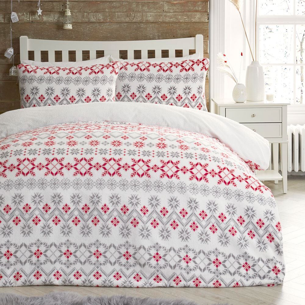 Fusion Christmas Fairisle Super Soft Fleece Duvet Cover Set