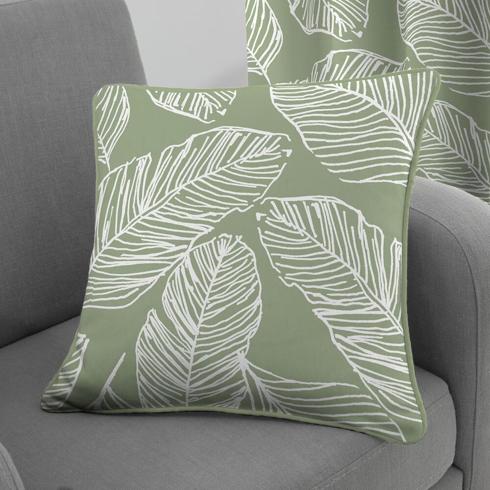 Fusion Matteo Botanical Palm Leaf Print 100% Cotton Filled Cushion