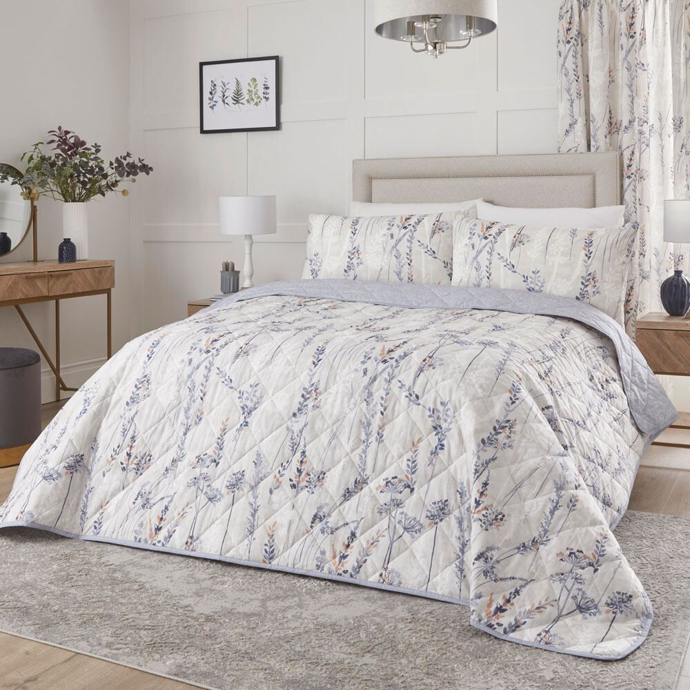 Dreams & Drapes Wild Stems Botanical Print Quilted Bedspread