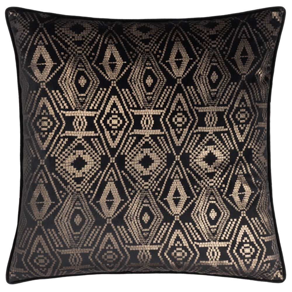 Paoletti Tayanna Foil Print Piped Edge Cushion Cover
