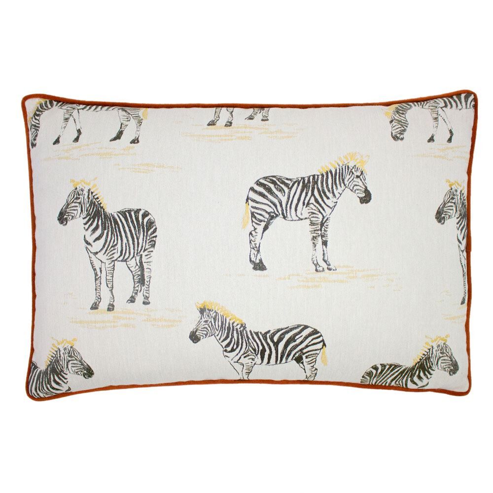 Furn Jukani Zebra Jacquard Piped Edge Cushion Cover, Rust, 40 x 60 Cm