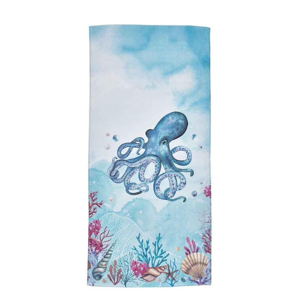 Catherine Lansfield Octopus 100% Cotton Beach Towel, Blue
