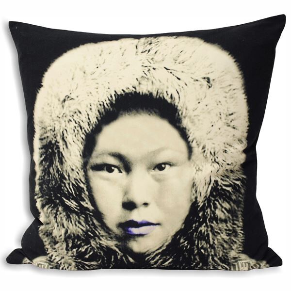 Paoletti Eskimo Photographic Print Cushion Cover, Black/Grey, 55 x 55 Cm