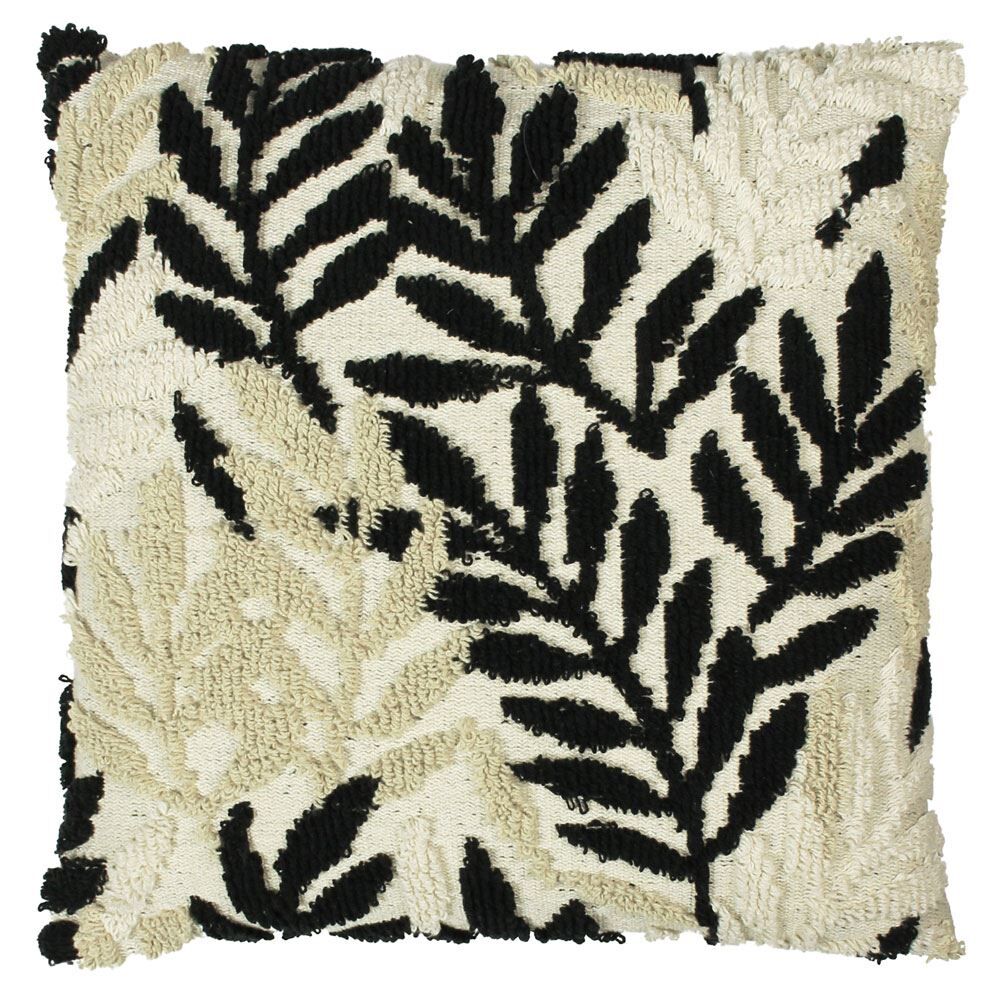 Furn Caliko Tufted Leaf 100% Cotton Cushion Cover