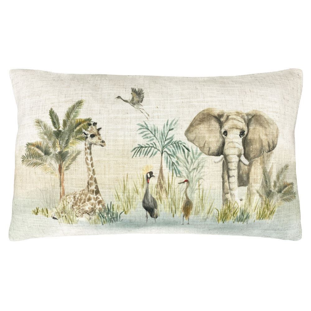 Evans Lichfield Kenya Scene Wildlife Print Cushion Cover, Multi, 30 x 50 Cm