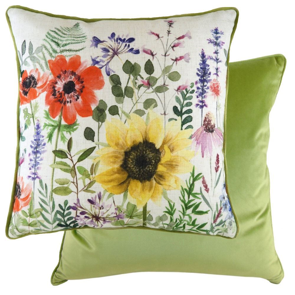 Evans Lichfield Wild Flowers Emma Watercolour Print Cushion Cover, Multi, 43 x 43 Cm
