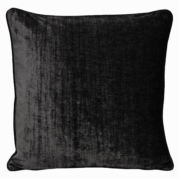 Paoletti Wellesley Chenille Velvet Woven Cushion Cover, Noir, 45 x 45 Cm
