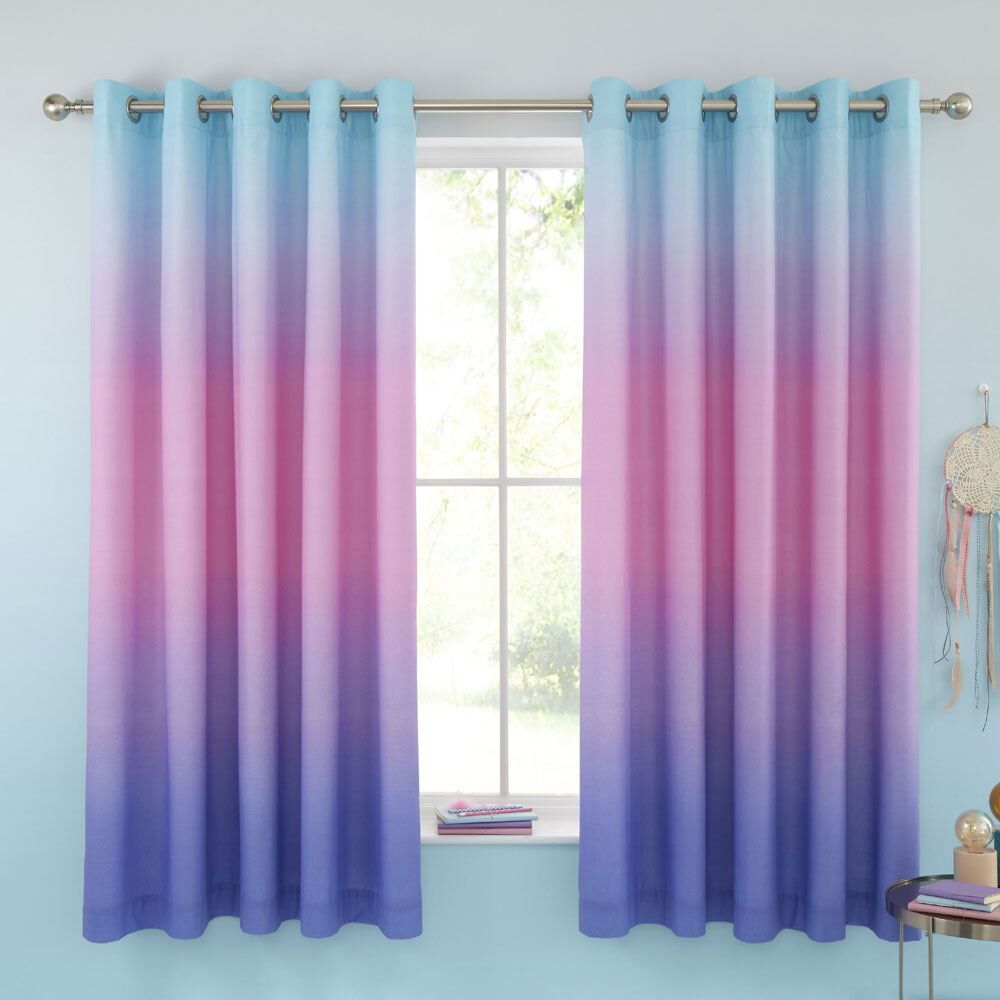 Catherine Lansfield Ombre Rainbow Clouds Eyelet Curtains, Pastel, 66 x 72 Inch