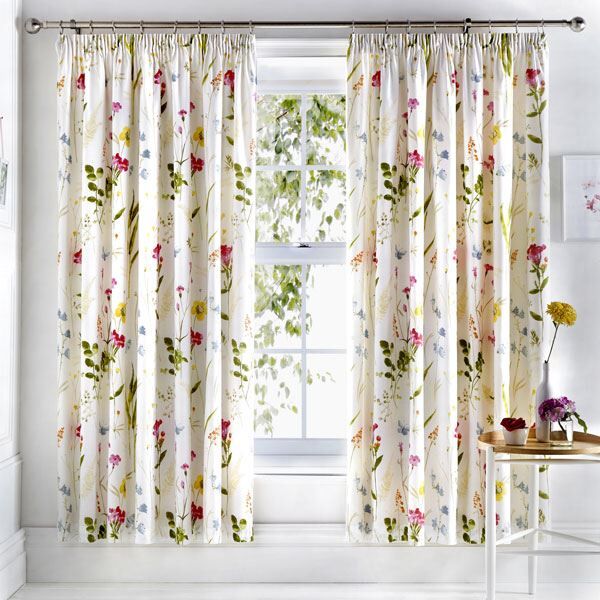 Dreams & Drapes Spring Glade Floral Pencil Pleat Lined Curtains, Multi, 66 x 72 Inch