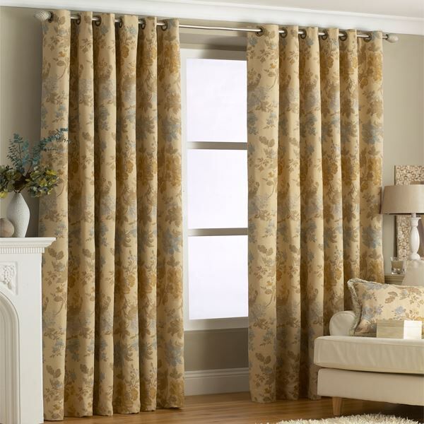 Paoletti Berkshire Floral Chenille Jacquard Woven Lined Eyelet Curtains