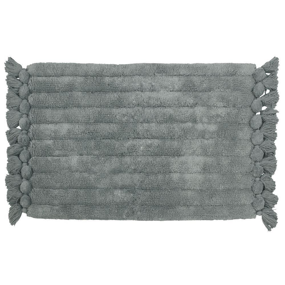 The Linen Yard Ribbed Tasselled 100% Cotton Bath Mat