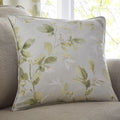 Fusion Meadow Leaves Botanical Print 100% Cotton Piped Edge Filled Cushion, Green, 43 x 43 Cm