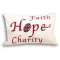 Paoletti Faith Hope Charity Embroidery 100% Cotton Cushion Cover, 35 x 50 Cm