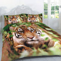 Night Zone Tiger 3D Photographic Print Duvet Cover Set, Multi