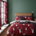 Catherine Lansfield Munro Stag Check Easy Care Duvet Cover Set, Red