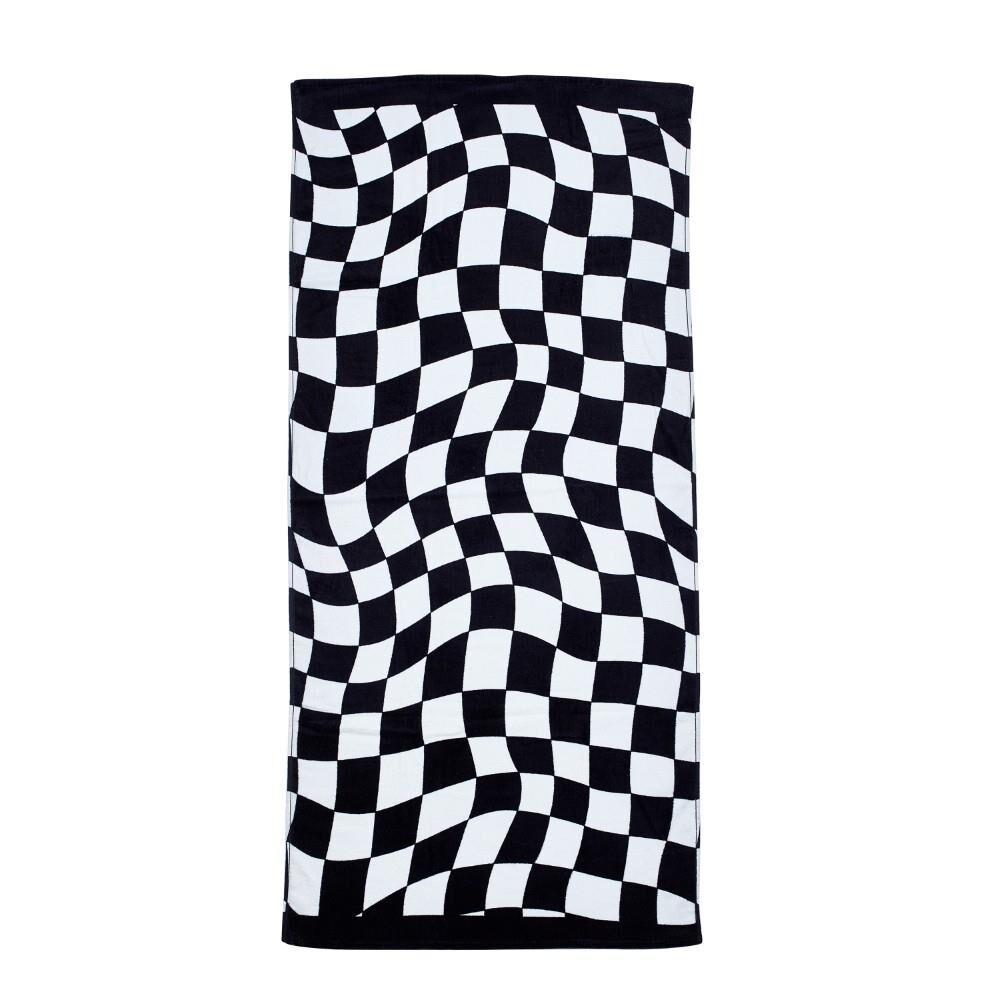 Catherine Lansfield Checkerboard 100% Cotton Beach Towel, Black/White