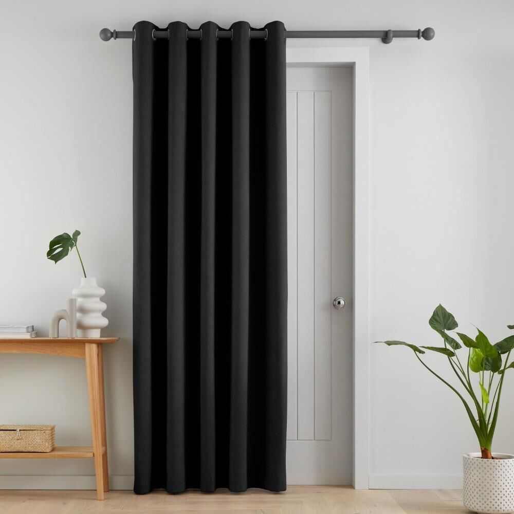 Catherine Lansfield Wilson Plain Thermal Blackout Eyelet Lined Door Curtain