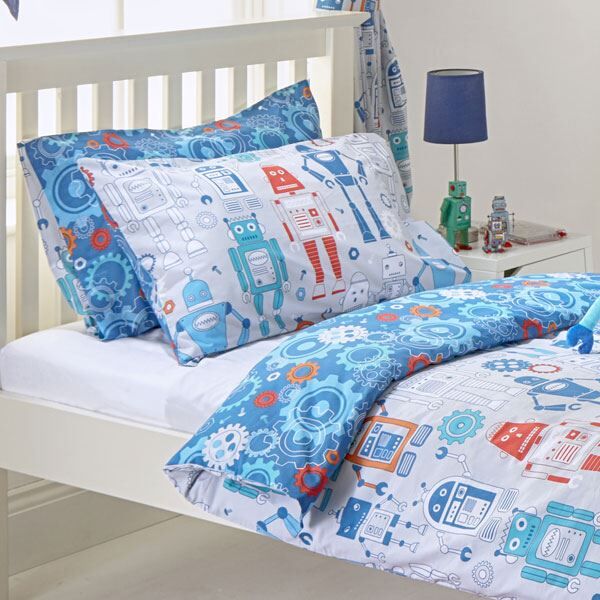 Riva Paoletti Kids Robot Reversible Duvet Cover Set, Blue