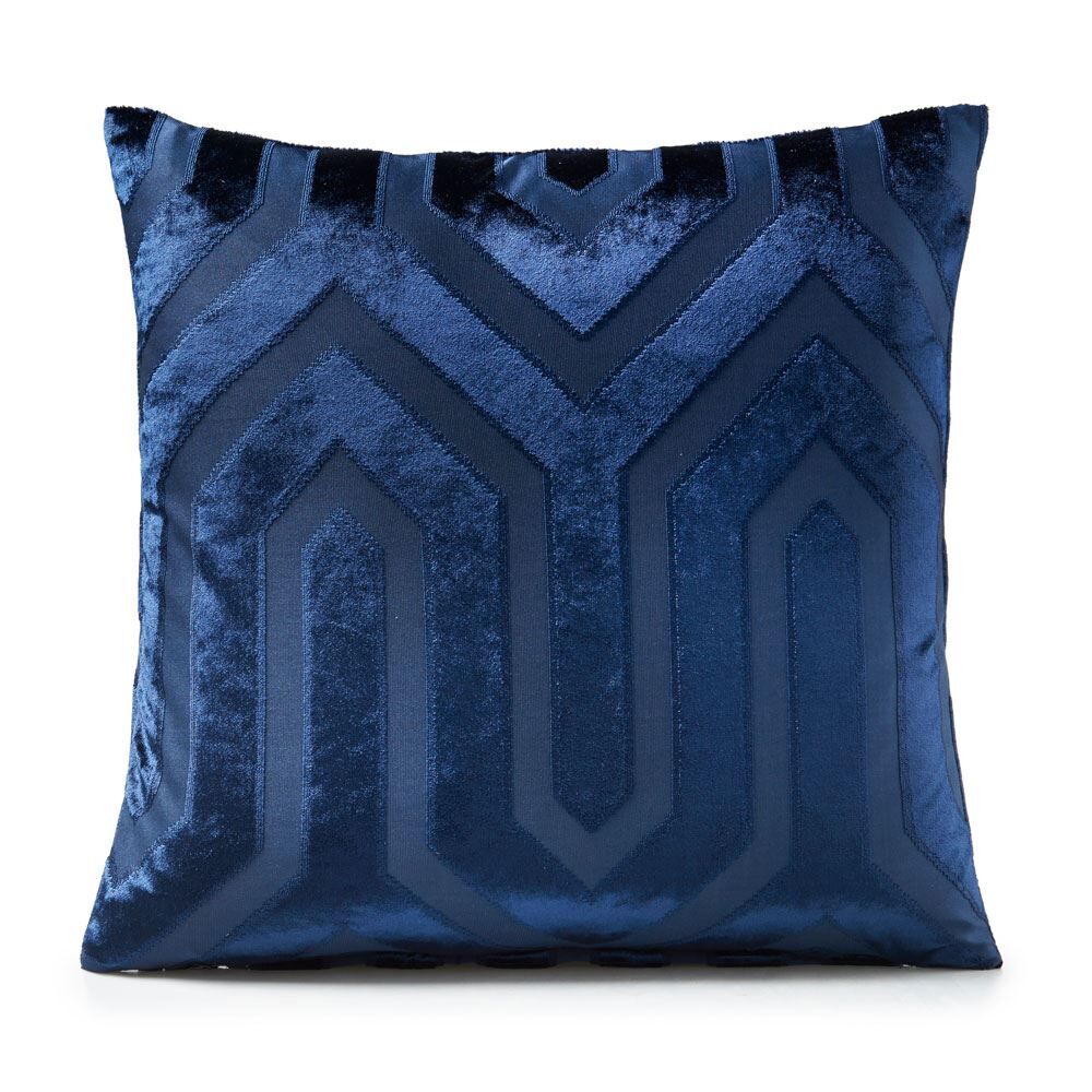 Alan Symonds Cadiz Geometric Woven Chenille Cushion Cover, Navy, 45 x 45 Cm
