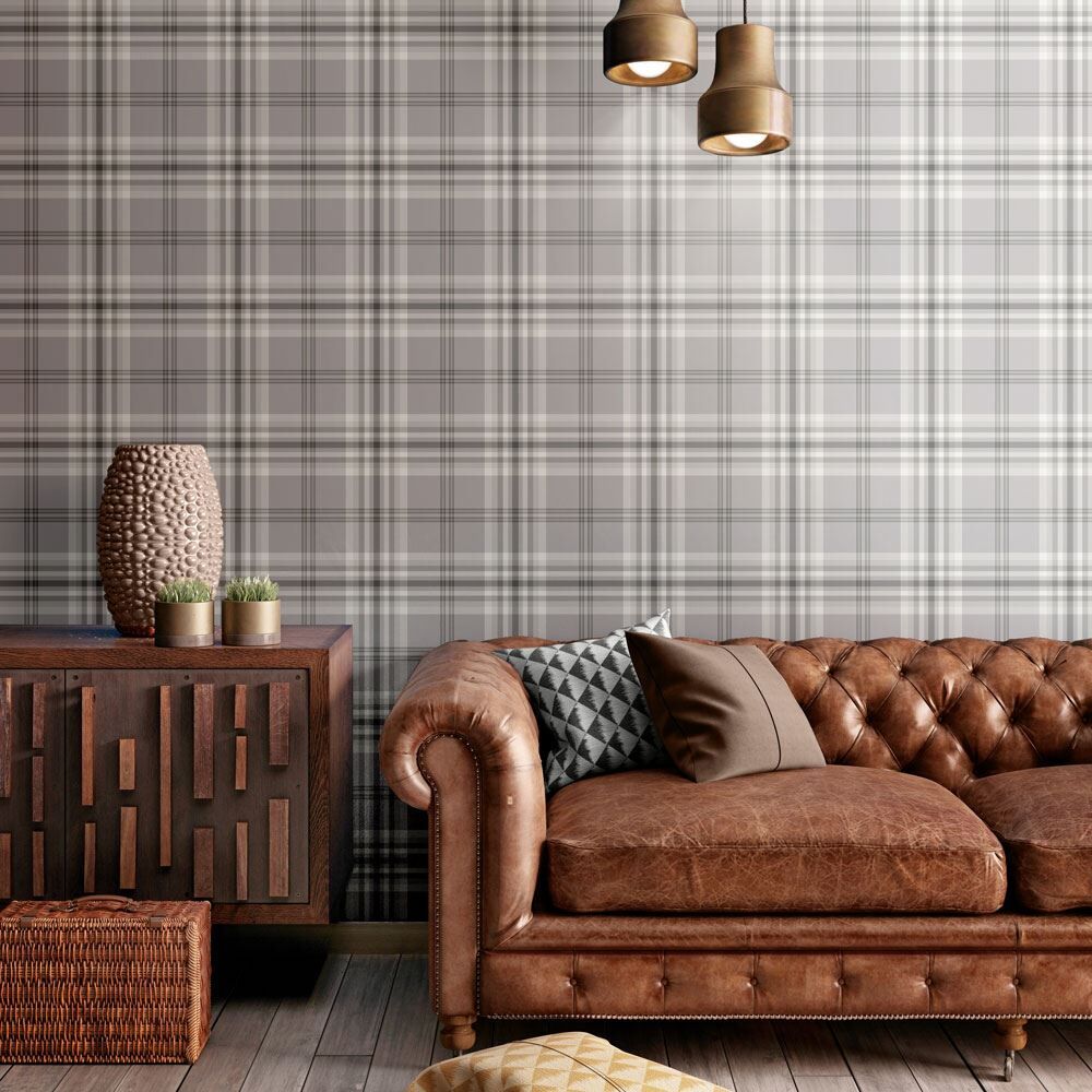 Catherine Lansfield Kelso Check Contemporary Wallpaper