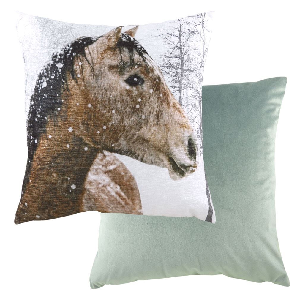 Evans Lichfield Photo Horse Chenille Faux Velvet Cushion Cover, Multi, 43 x 43 Cm