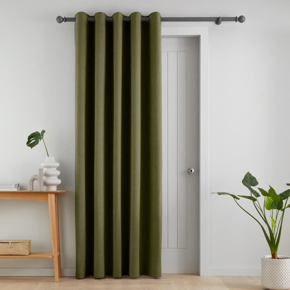 Catherine Lansfield Wilson Plain Thermal Blackout Eyelet Lined Door Curtain