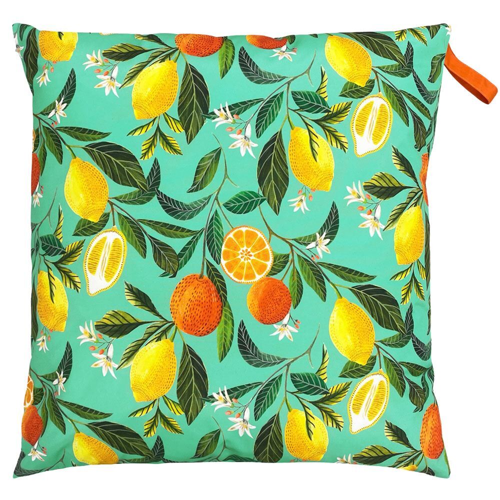 Evans Lichfield Orange Blossom Print Outdoor Floor Cushion Cover, Multi, 70 x 70 Cm