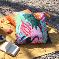 Furn Coralina Tropical Floral 100% UV & Water Resistant Outdoor Floor Cushion Cover, Multi, 70 x 70 Cm