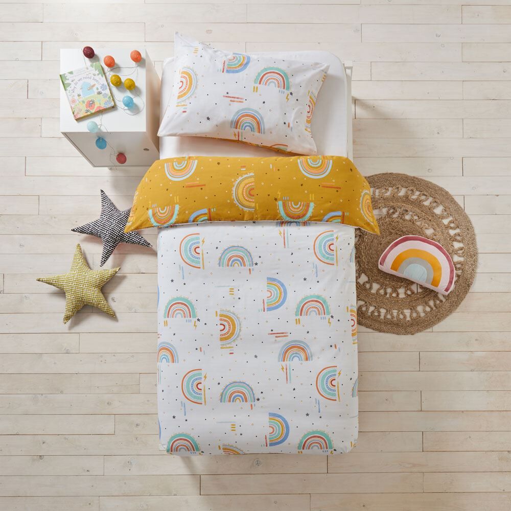 Little Furn Rainbow Tribe Print 100% Cotton Reversible Duvet Cover Set