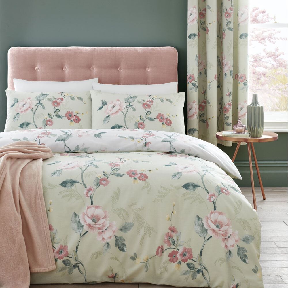 Catherine Lansfield Floral Trail Easy Care Reversible Duvet Cover Set