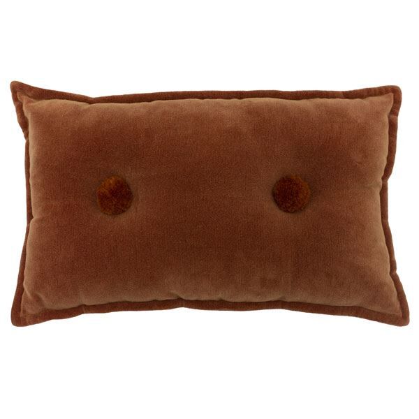 Furn Bobble Pom Pom Button 100% Cotton Filled Cushion, 30 x 50 Cm