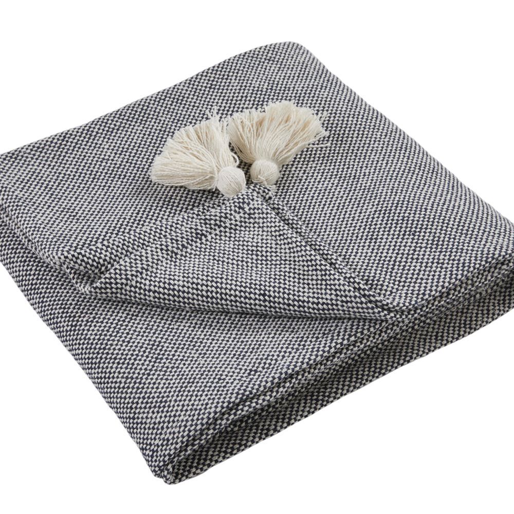Appletree Loft Kaidon Woven 100% Recycled Cotton Rich Tasselled Throw