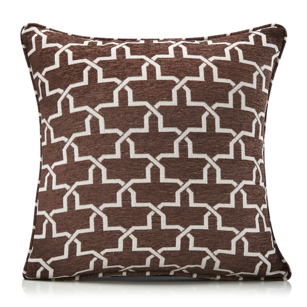 Alan Symonds Petra Geometric Woven Cushion Cover, Chocolate, 55 x 55 Cm