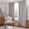 Catherine Lansfield Thermal Leaf Jacquard Woven Pencil Pleat Lined Curtains