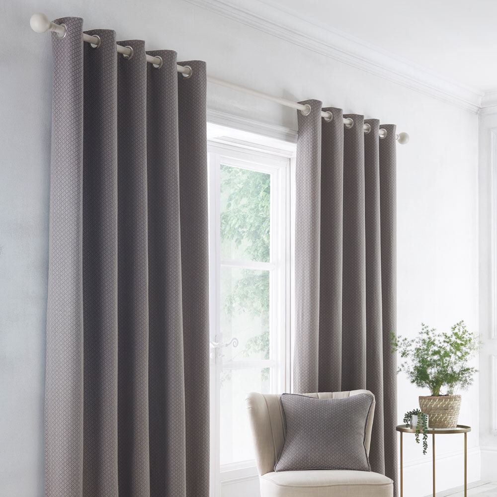 Dreams & Drapes Indiana Geometric Diamond Jacquard Eyelet Lined Curtains