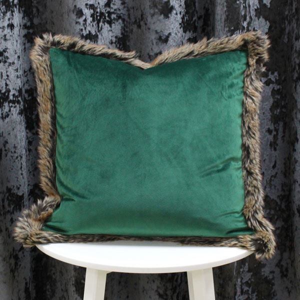 Riva Paoletti Kiruna Faux Fur Edged Cushion Cover, 45 x 45 Cm