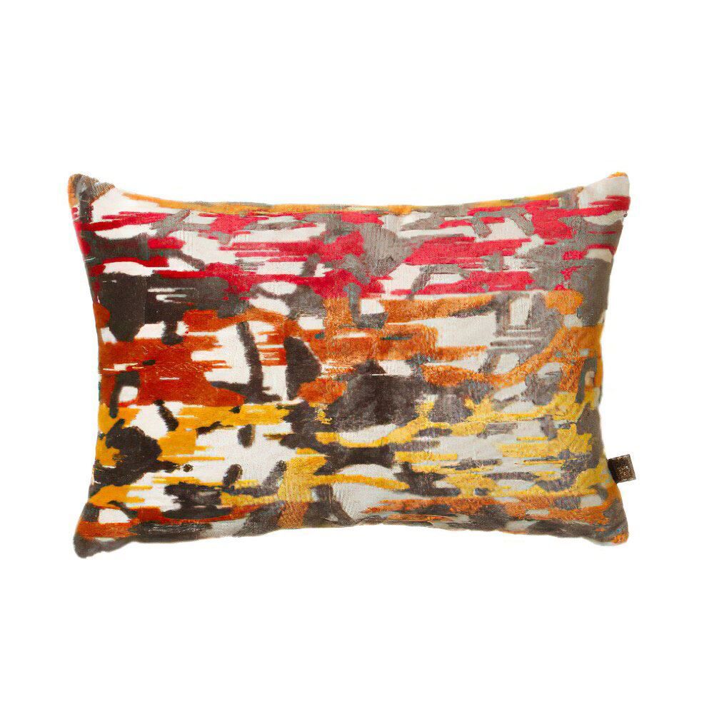 Scatter Box Mellow Cut Velvet Feather Filled Cushion, Red