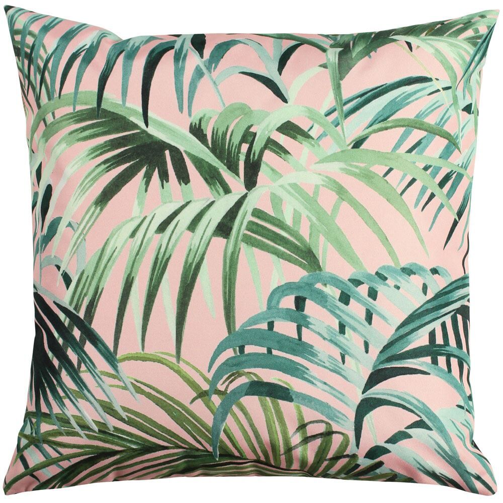 Furn Jungle Botanical Print Outdoor Cushion Cover, Blush/Forest, 43 x 43 Cm