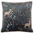 Furn Richmond Woodland Print Piped Cushion Cover, Midnight Blue, 50 x 50 Cm