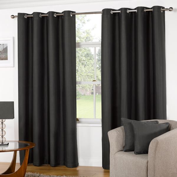 K Living Manhattan Plain Panama Unlined Eyelet Curtains, Pewter, 90 x 90 Inch