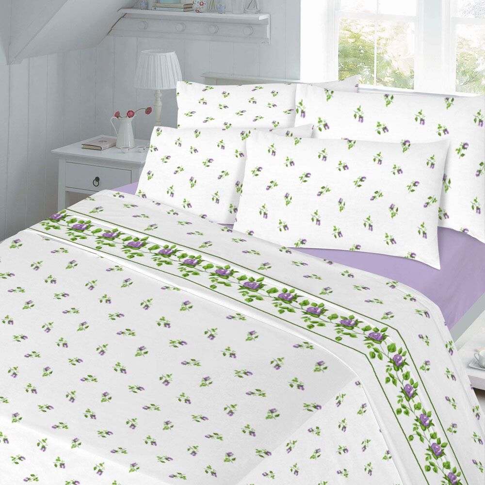 Night Zone Rose Bud Floral Luxury Thermal 100% Brushed Cotton Flannelette Sheet Set