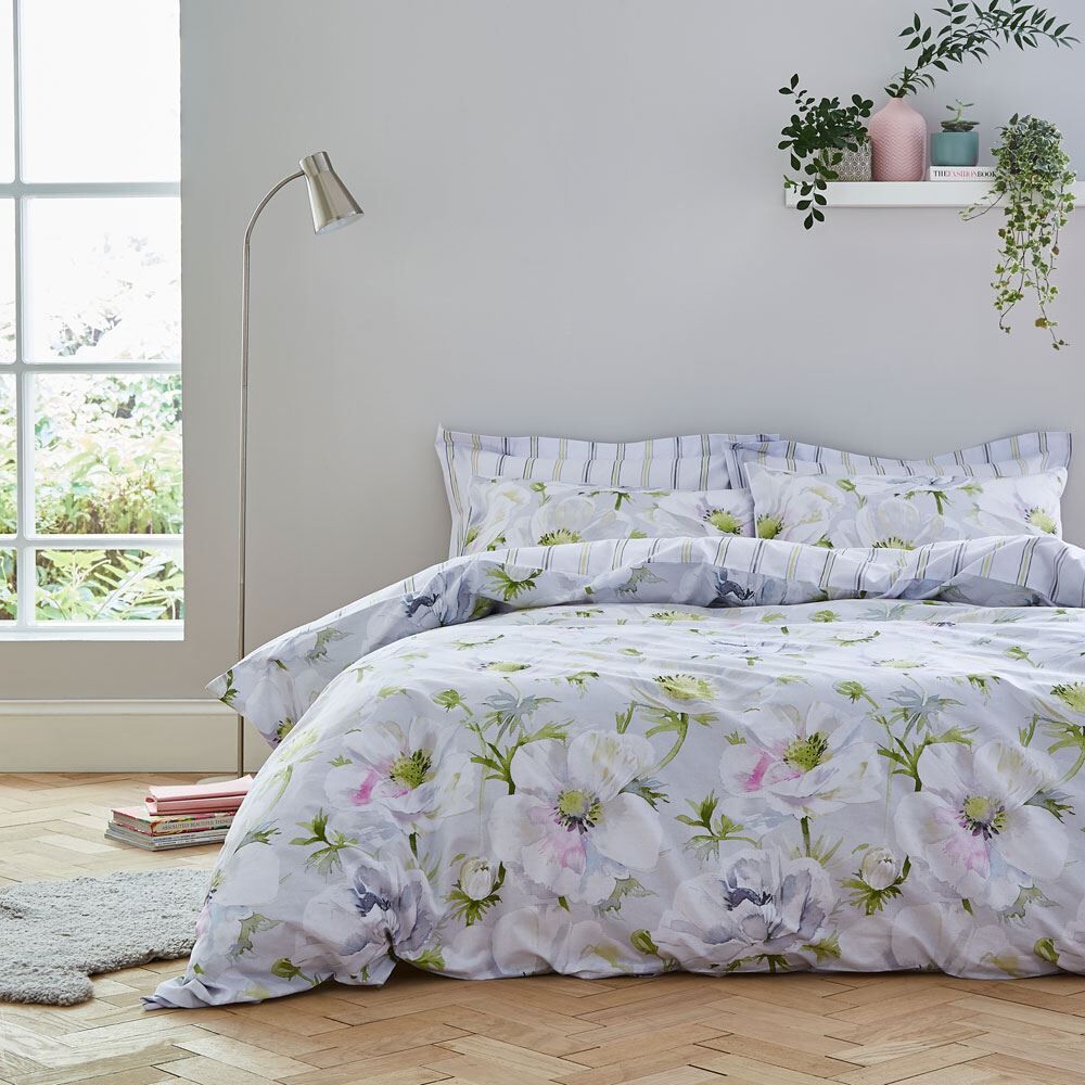 Bianca Arctic Poppy Floral Print 100% Cotton Reversible Duvet Cover Set